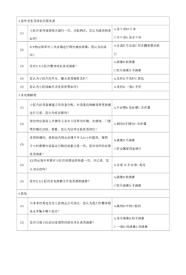 物业公司服务质量调查表